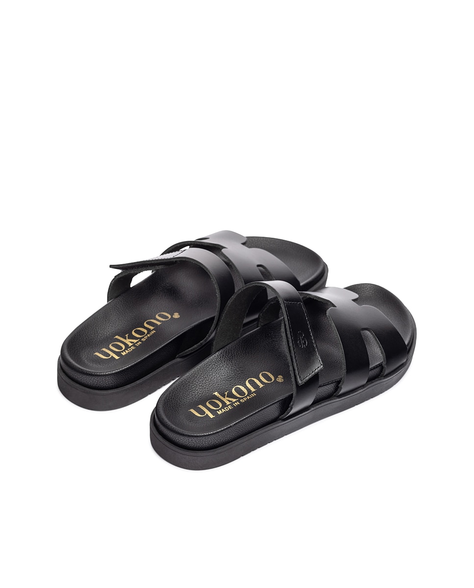 Sandalias planas de mujer de piel - Yokono - Negro Negro-5