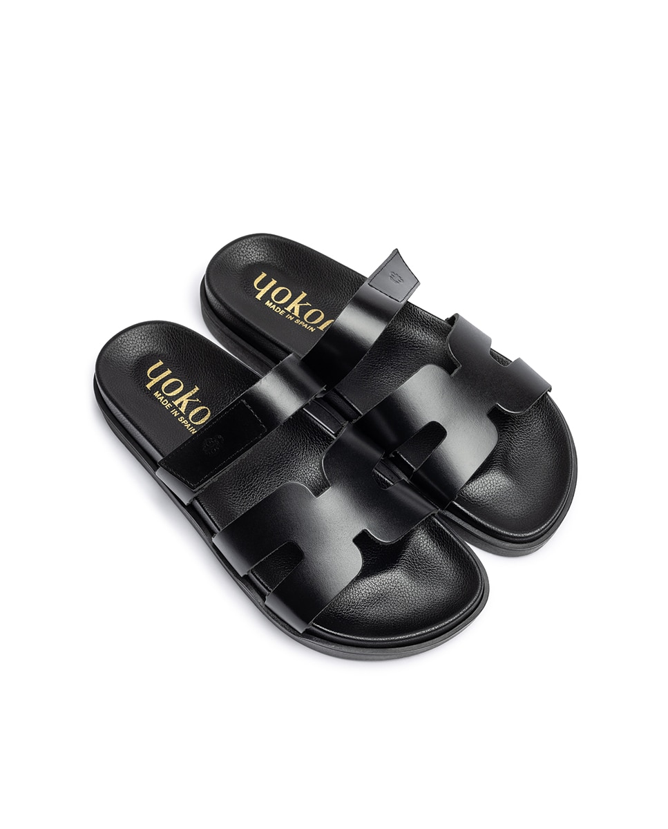 Sandalias planas de mujer de piel - Yokono - Negro Negro-6