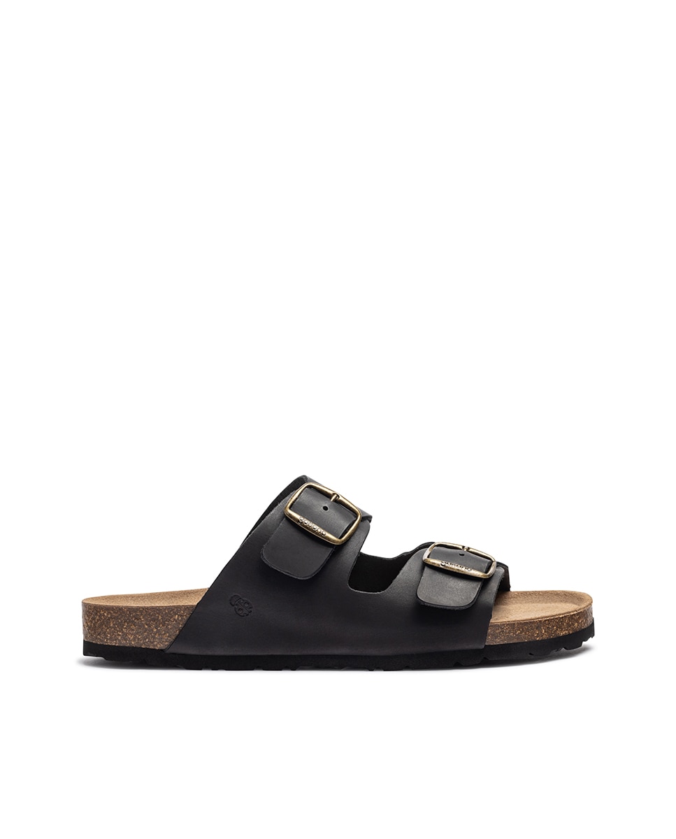 Imagen 0 de Sandalias planas de hombre de piel Negro