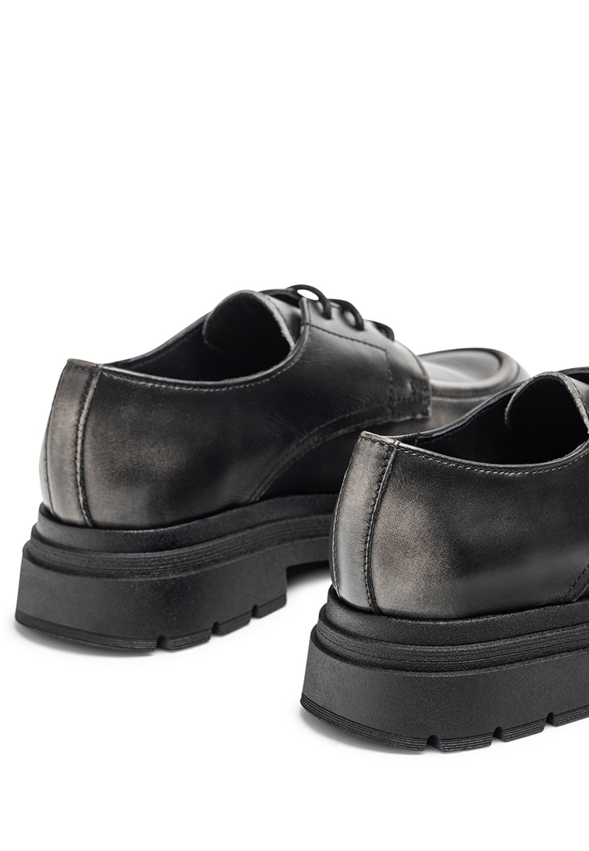 Zapatos de cordones de mujer de piel - Negro mate Negro mate-2