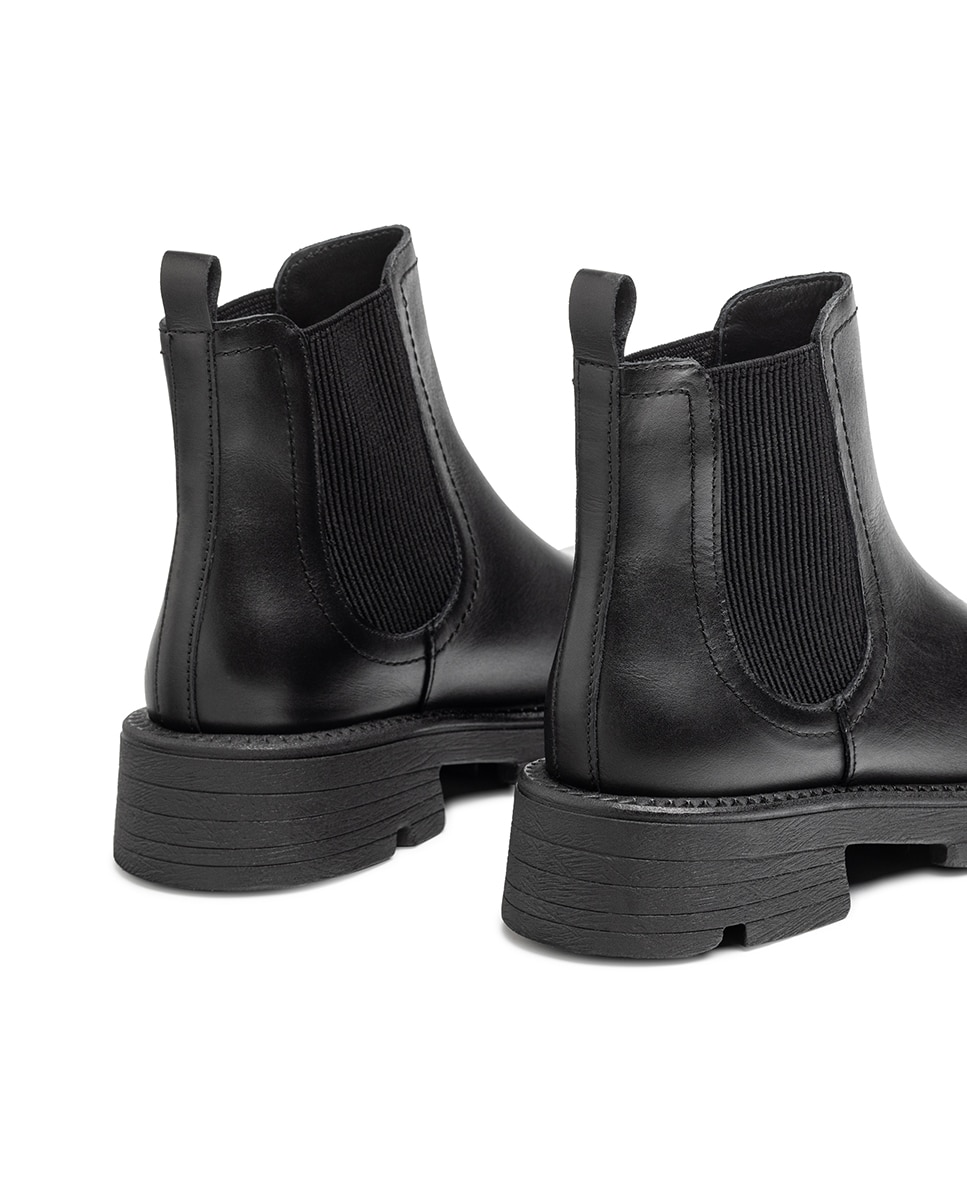 Botines planos de mujer de piel - Yokono - Negro Negro-2