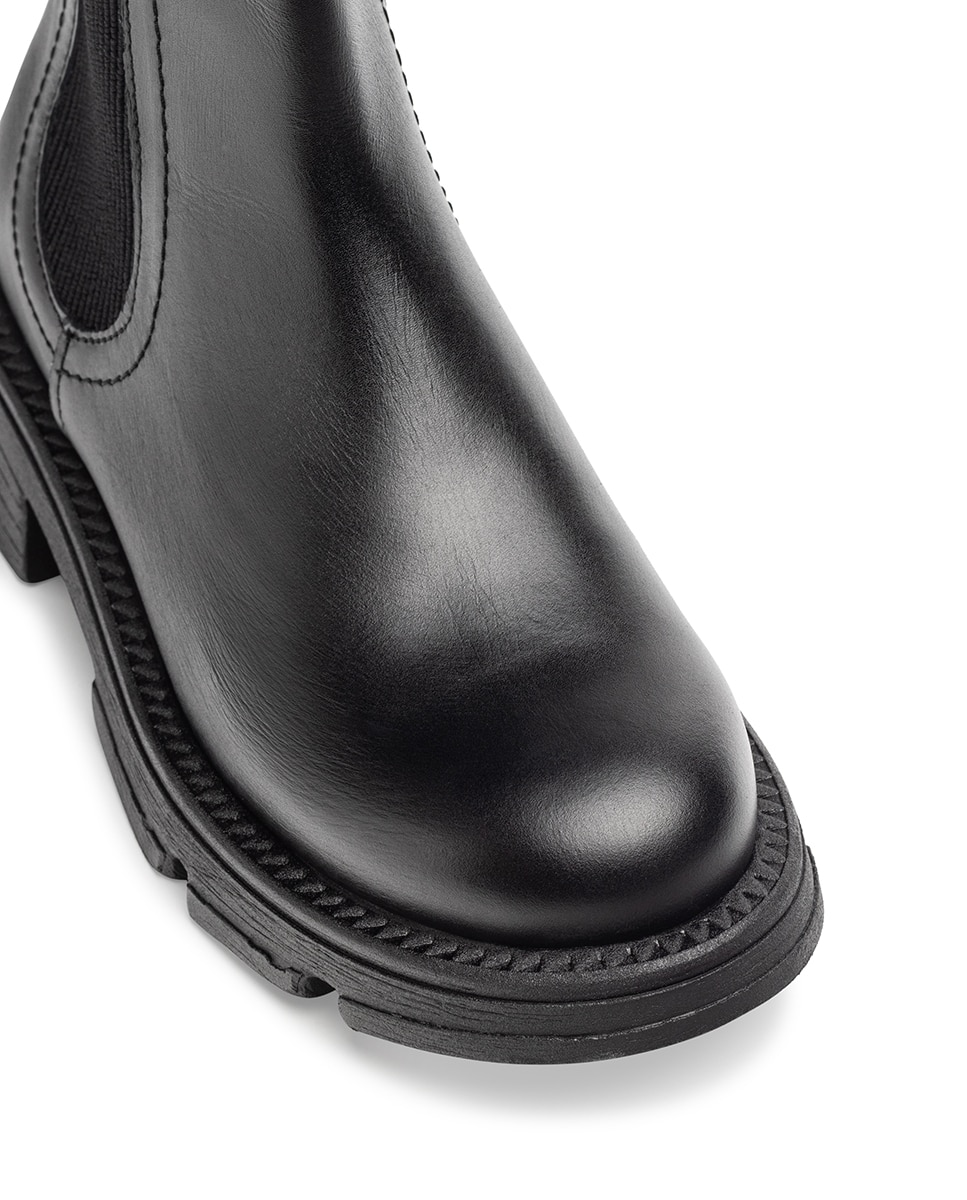 Botines planos de mujer de piel - Yokono - Negro Negro-4