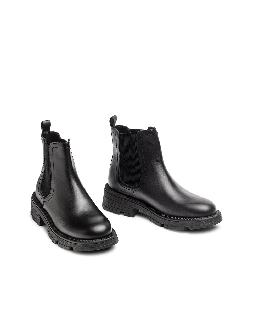 Botines planos de mujer de piel - Yokono - Negro Negro-5