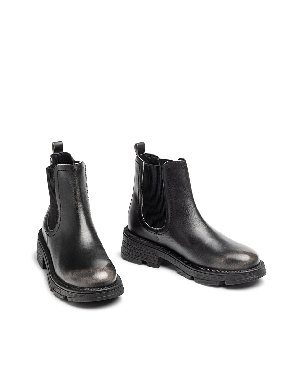 Botines planos de mujer de piel - Yokono - Gris Gris-5