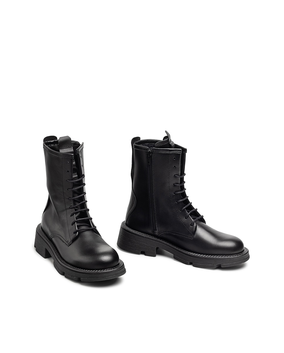 Botins Rasos de Pele Preto-5