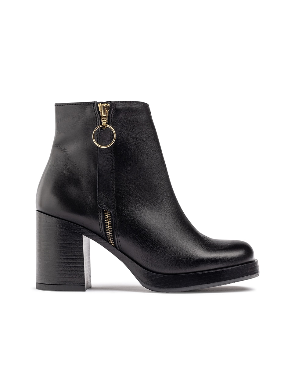 Botines de tacón de mujer de piel - Yokono - Negro Negro-1