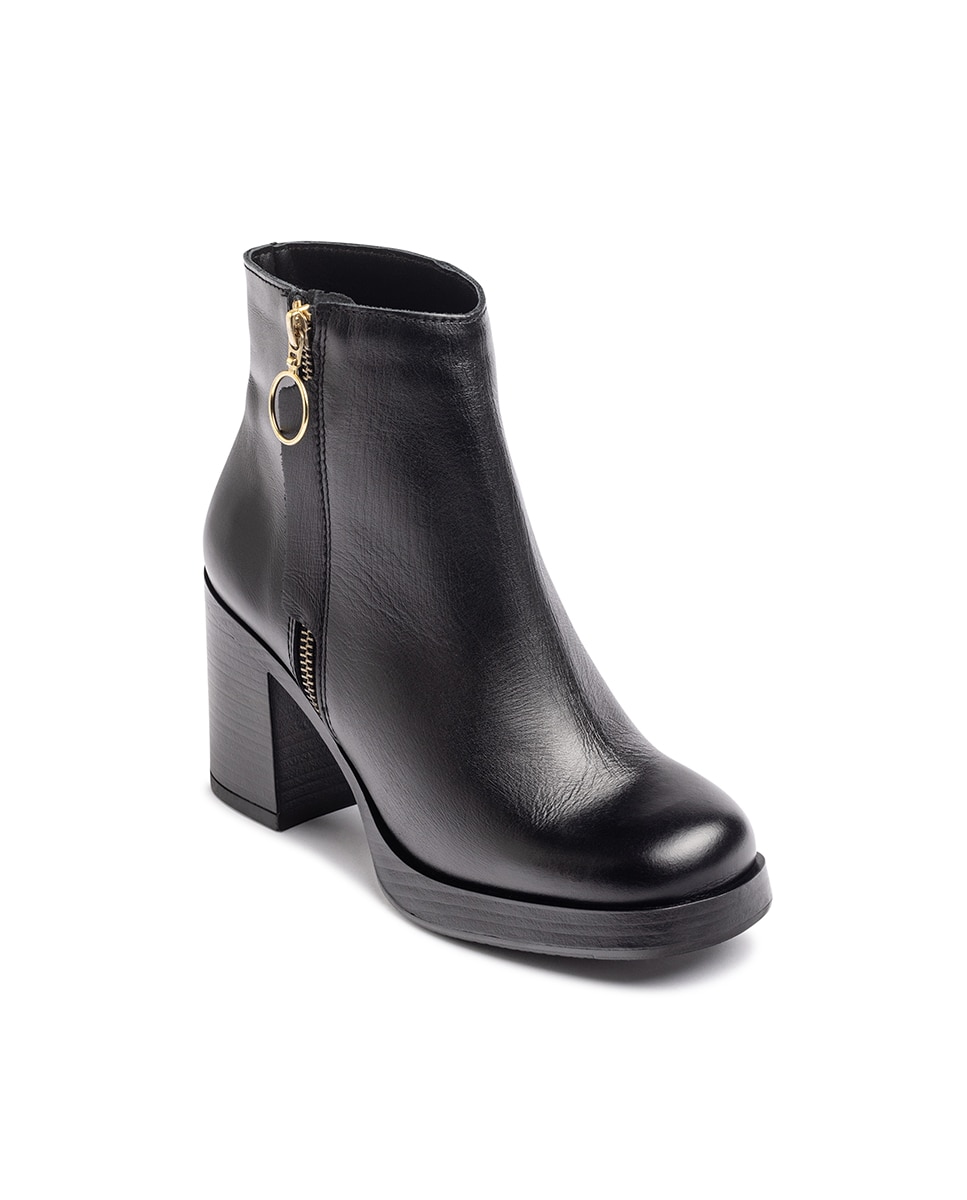 Botines de tacón de mujer de piel - Yokono - Negro Negro-3