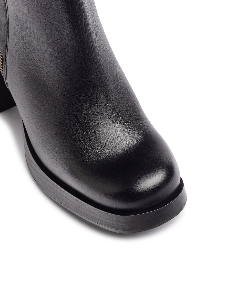 Botines de tacón de mujer de piel - Yokono - Negro Negro-4