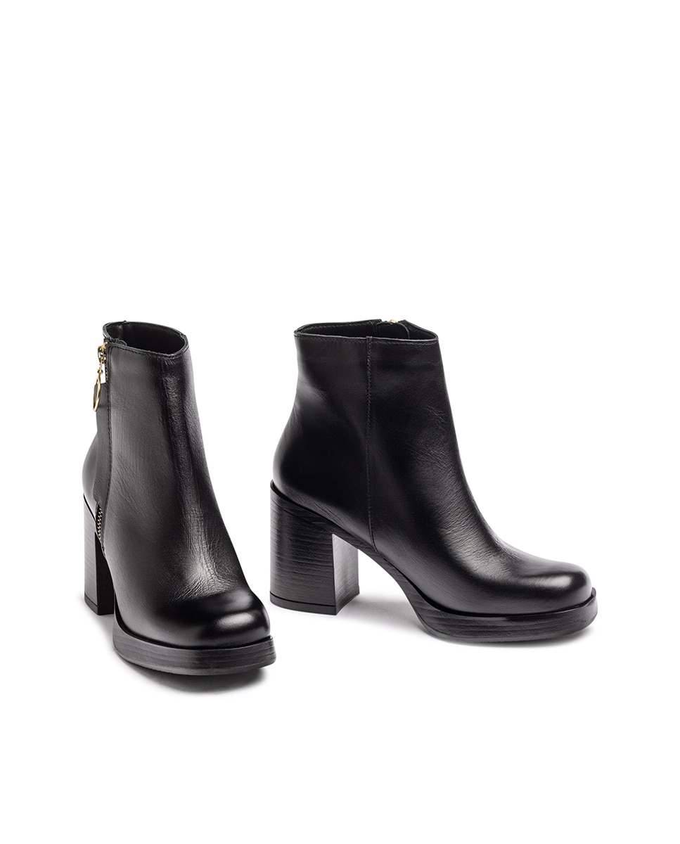 Botines de tacón de mujer de piel - Yokono - Negro Negro-5