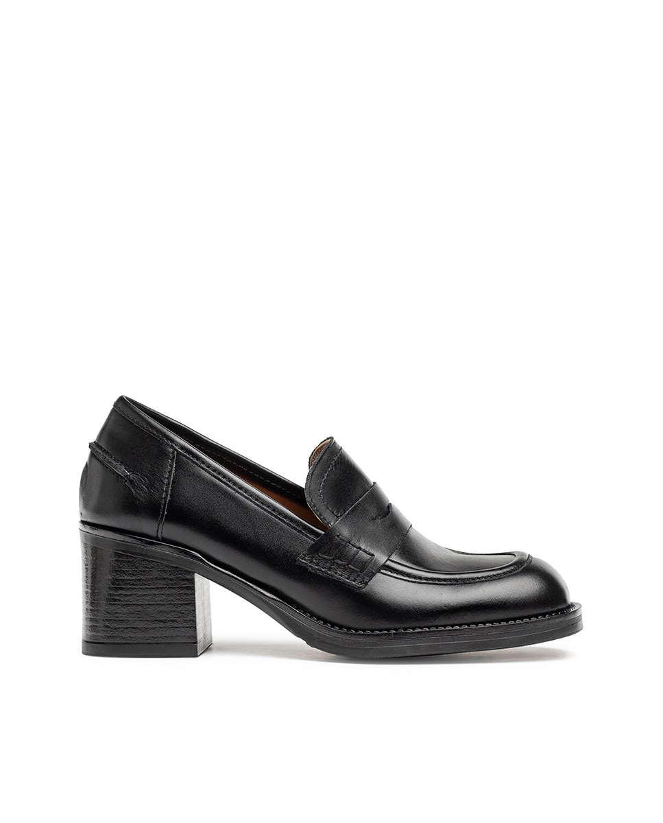 Mocasines de tacón de mujer de piel - Yokono - Negro Negro-1