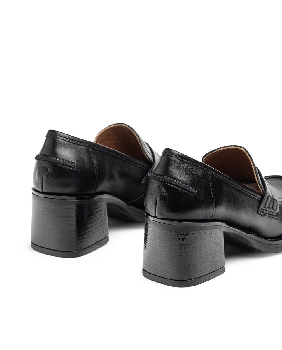 Mocasines de tacón de mujer de piel - Yokono - Negro Negro-2