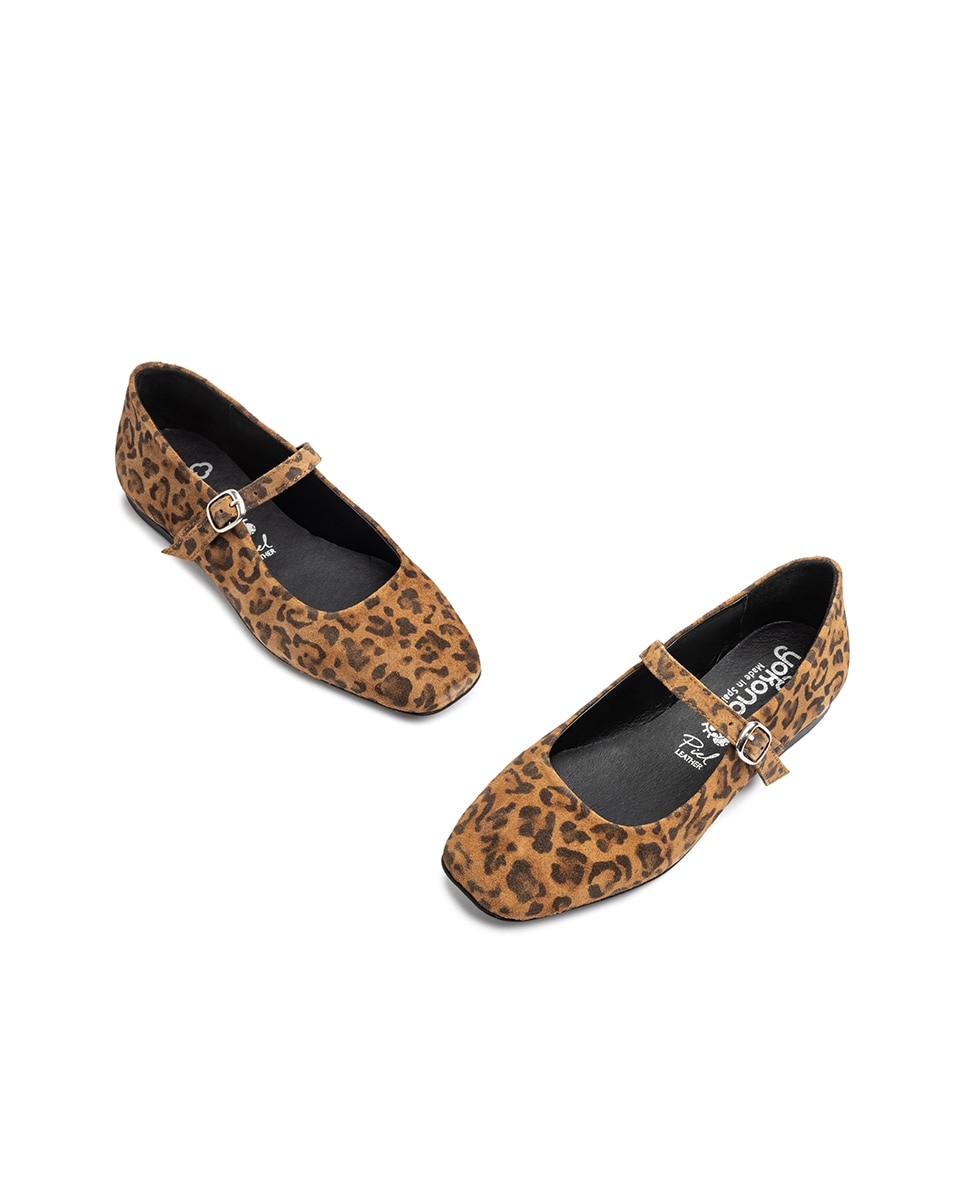 Sapatos Rasos de Pele Estampado-3