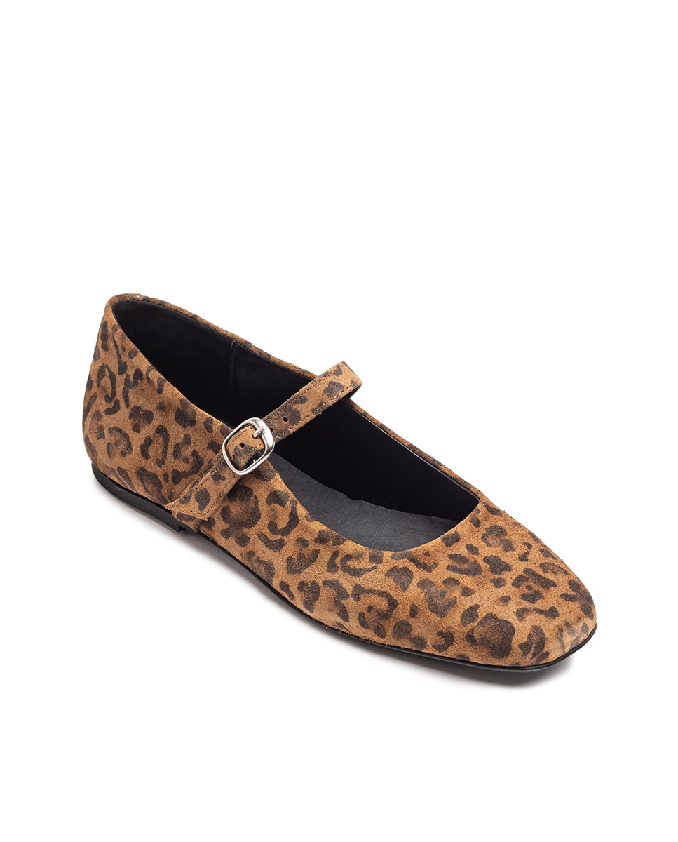 Sapatos Rasos de Pele Estampado-5