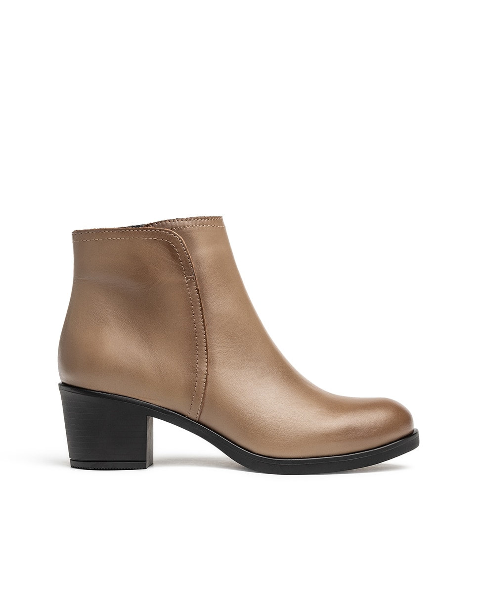 Botines de tacón de mujer de piel - Yokono - Marrón claro Marrón claro-1