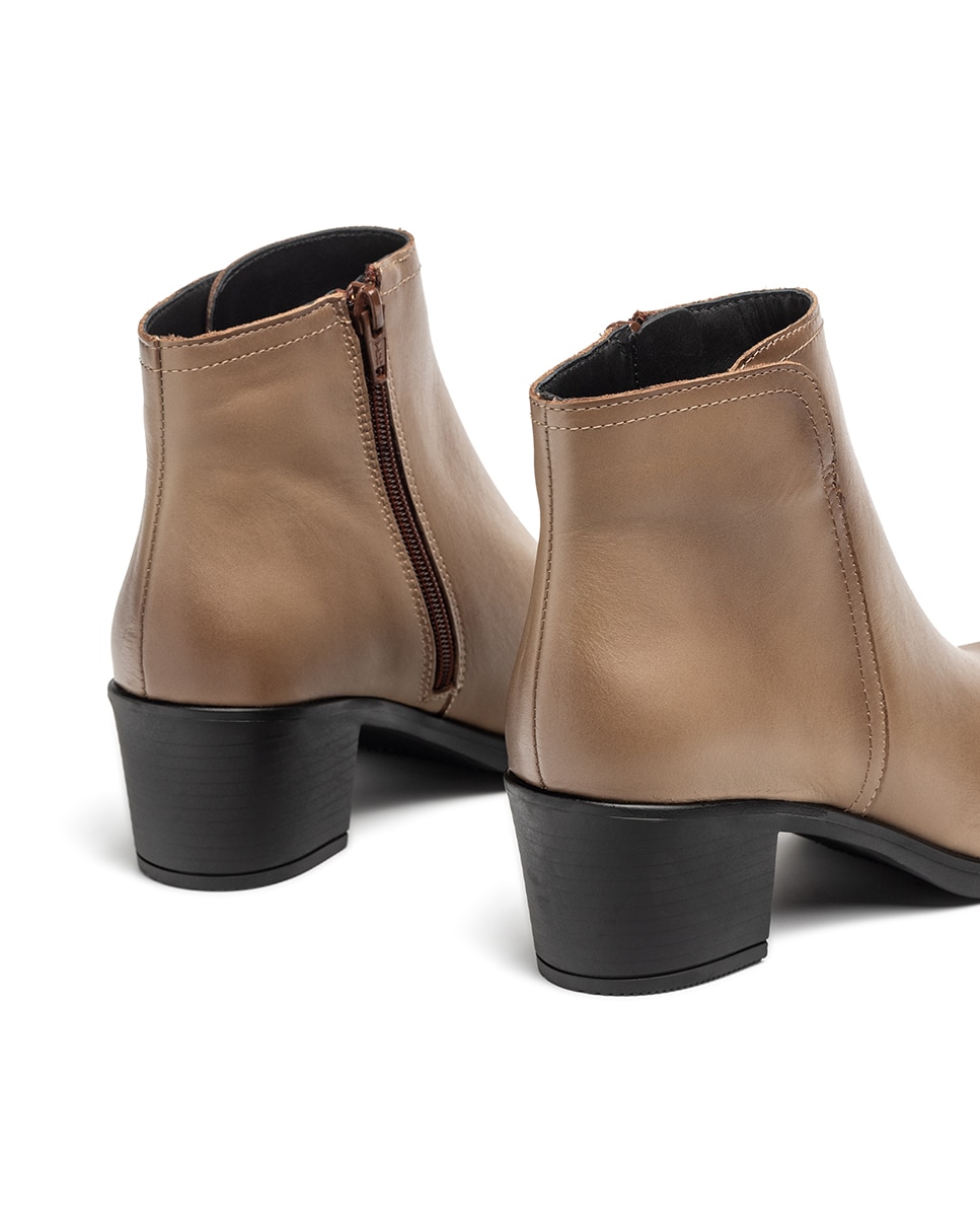 Botines de tacón de mujer de piel - Yokono - Marrón claro Marrón claro-2