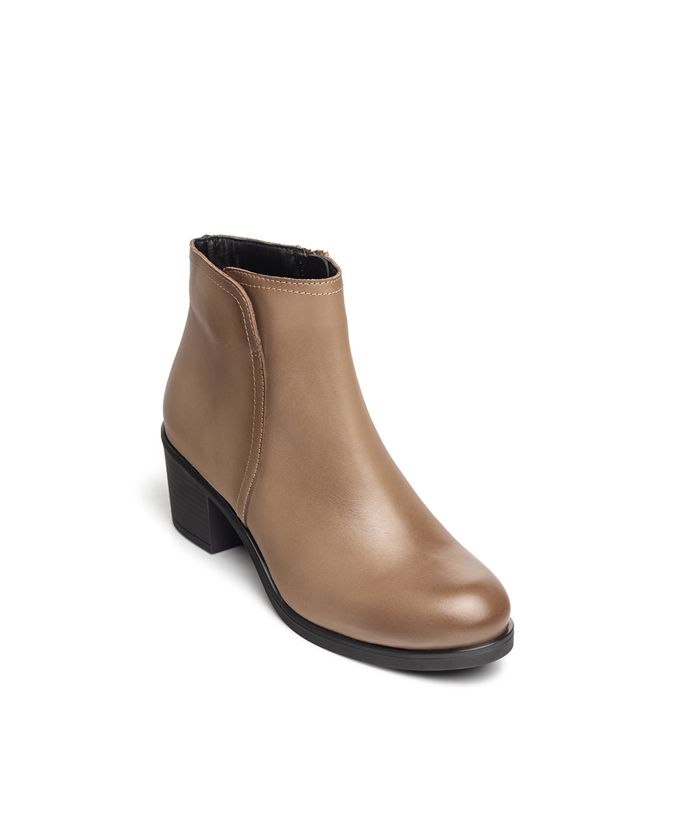 Botines de tacón de mujer de piel - Yokono - Marrón claro Marrón claro-3