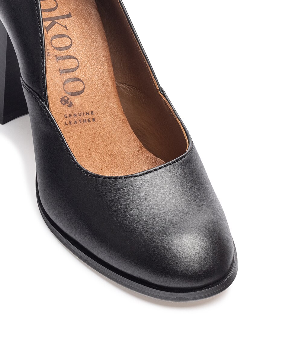 Zapatos de tacón de mujer de piel - Yokono - Marrón Negro-4