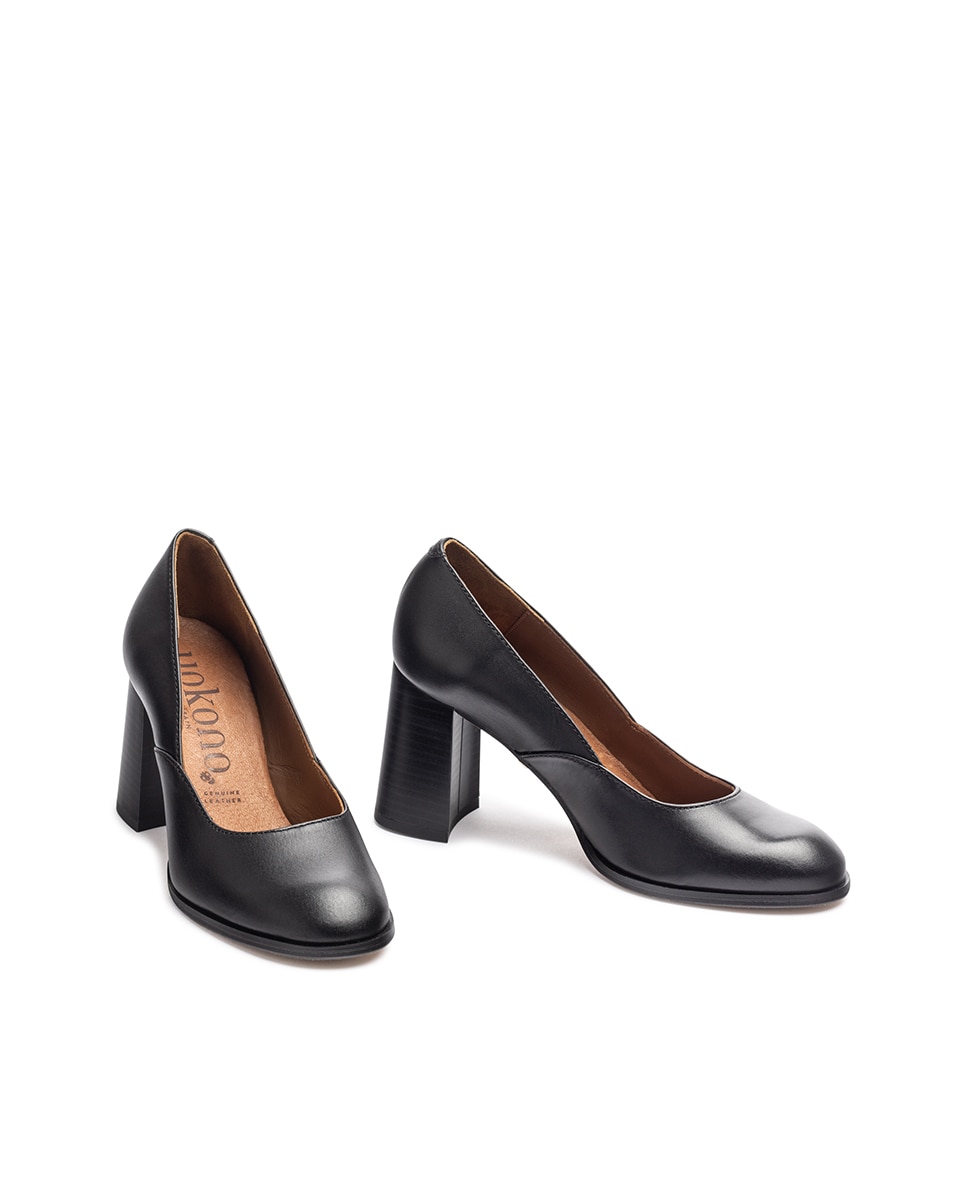 Zapatos de tacón de mujer de piel - Yokono - Marrón Negro-5