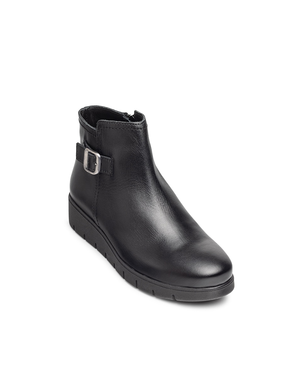 Botines planos de mujer de piel - Yokono - Negro Negro-3