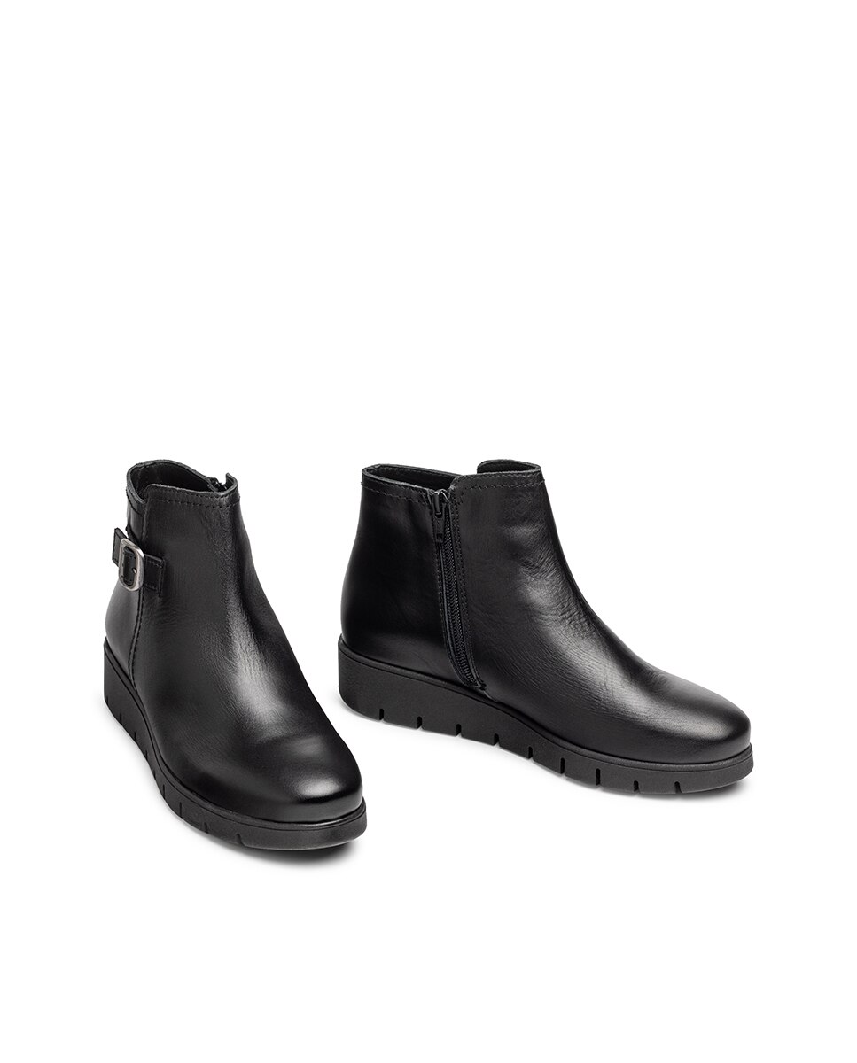Botines planos de mujer de piel - Yokono - Negro Negro-5