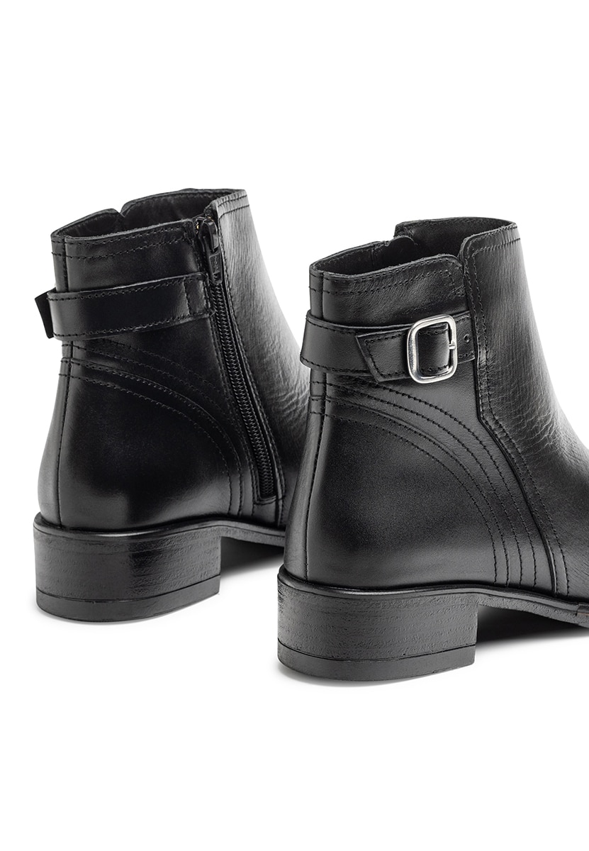 Botines planos de mujer de piel - Yokono - Negro Negro-2