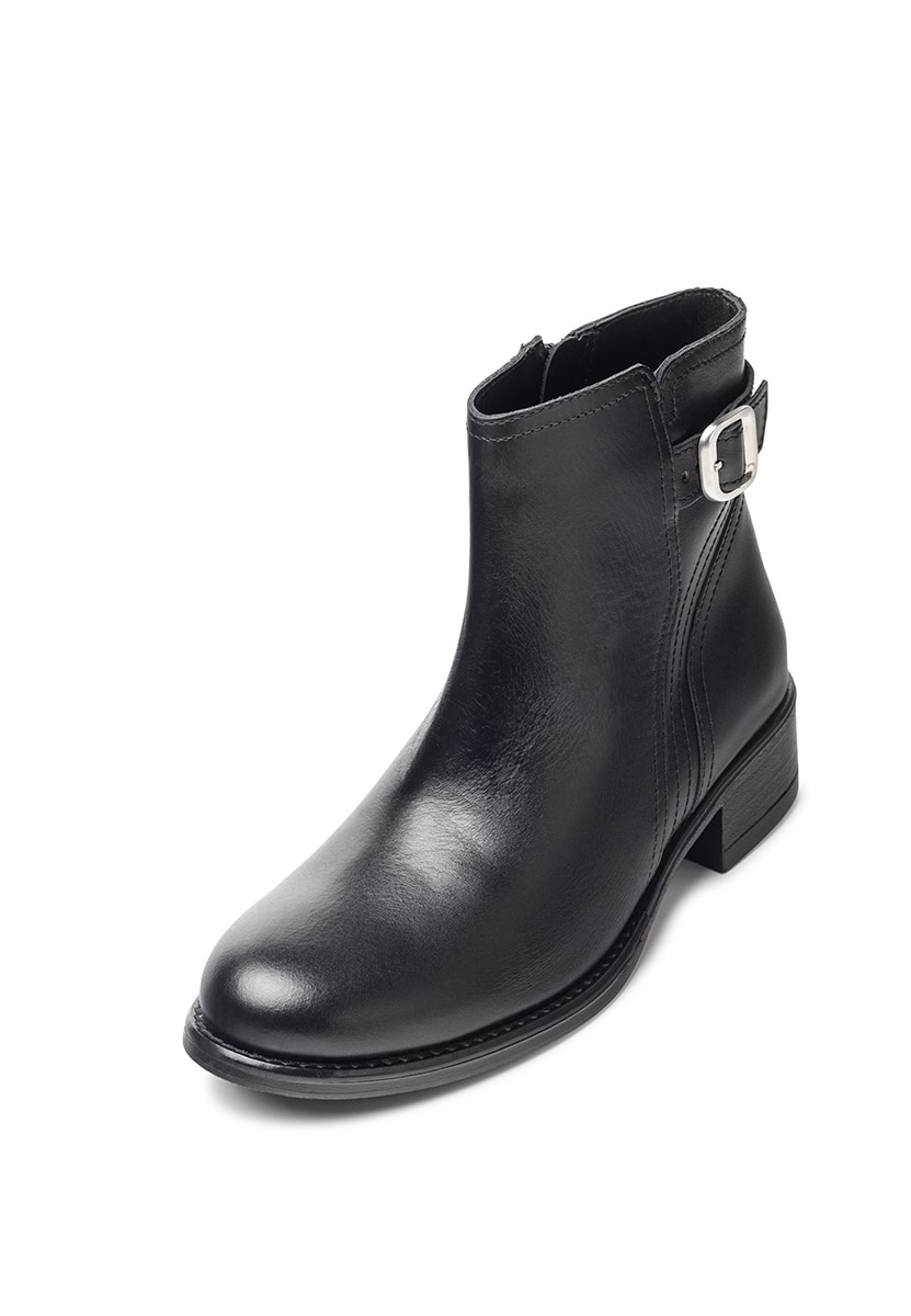 Botines planos de mujer de piel - Yokono - Negro Negro-3