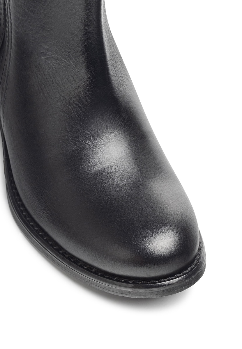 Botines planos de mujer de piel - Yokono - Negro Negro-4