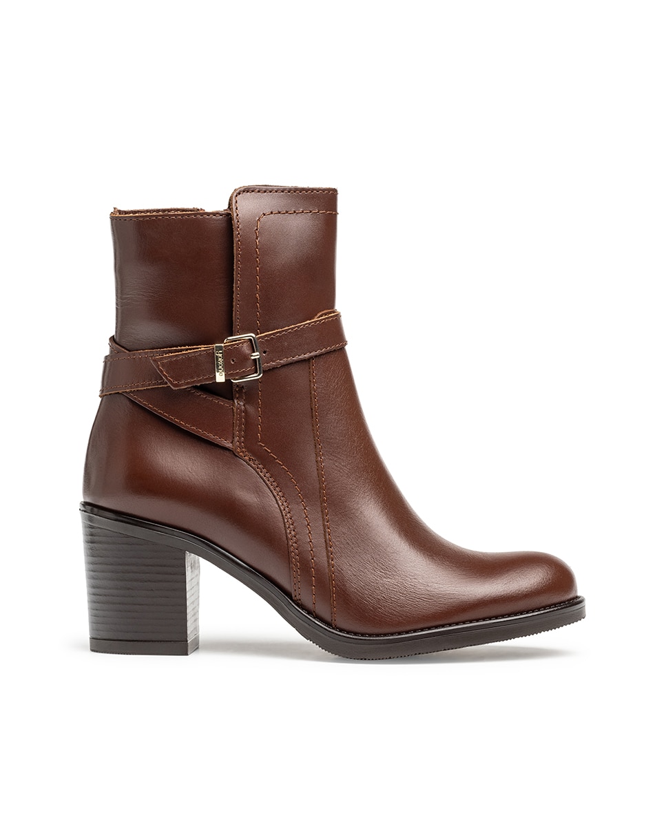 Botines de tacón de mujer de piel - Yokono - Marrón Marrón-1