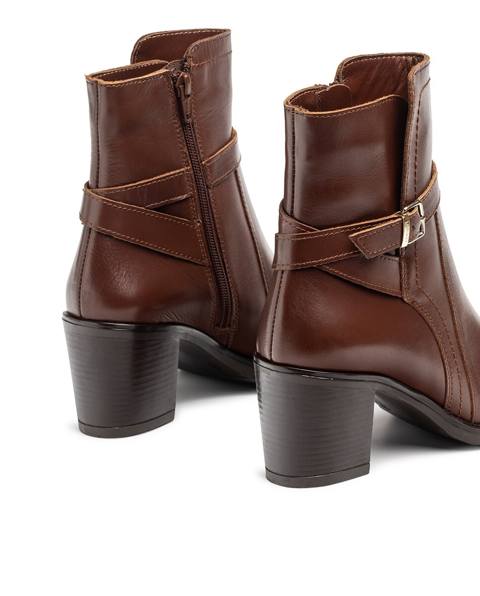 Botines de tacón de mujer de piel - Yokono - Marrón Marrón-2