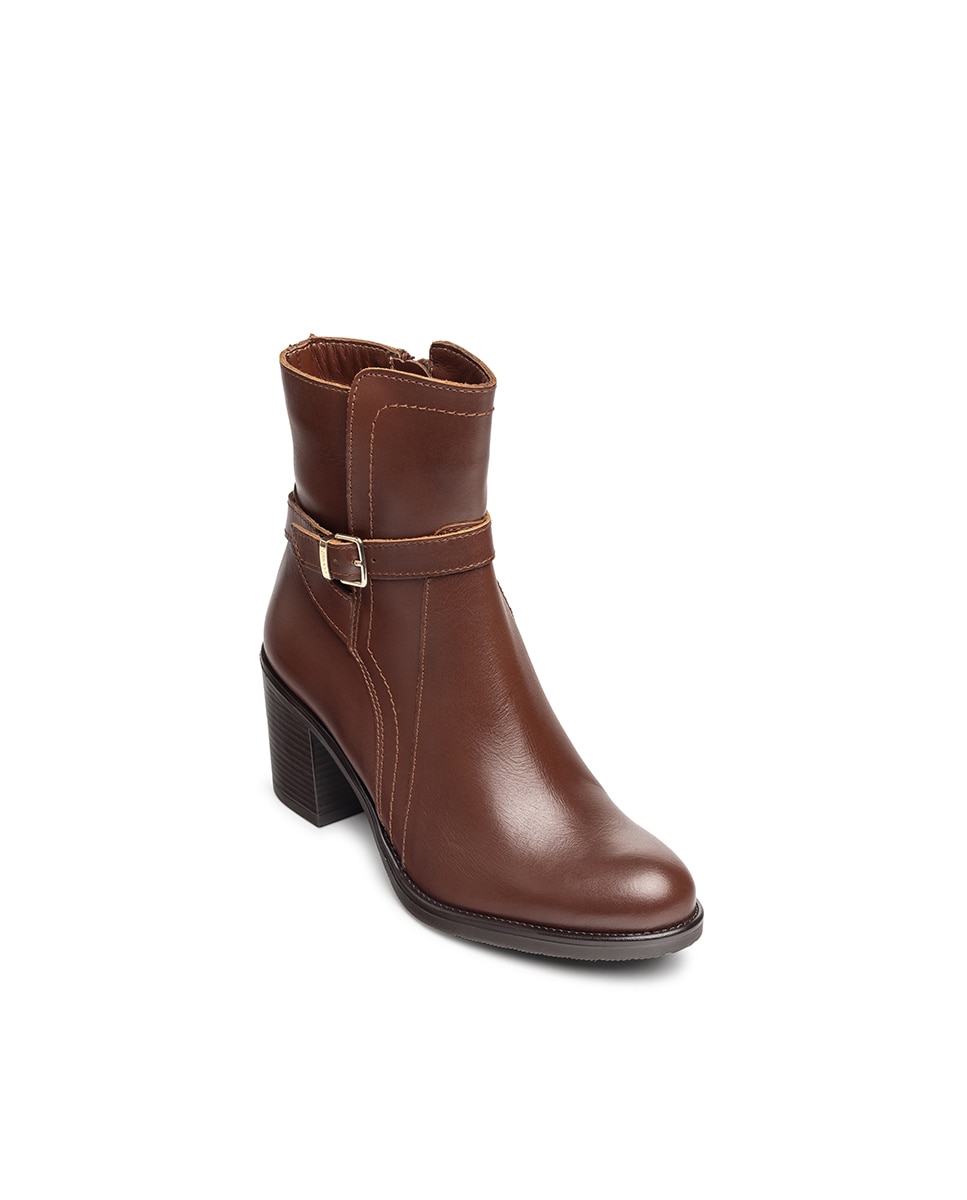 Botines de tacón de mujer de piel - Yokono - Marrón Marrón-3