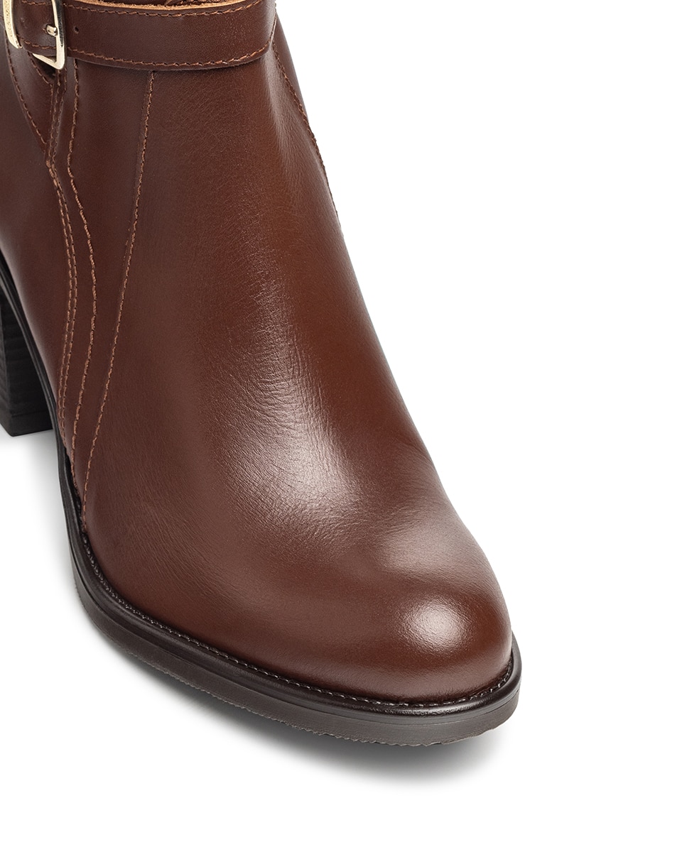 Botines de tacón de mujer de piel - Yokono - Marrón Marrón-4