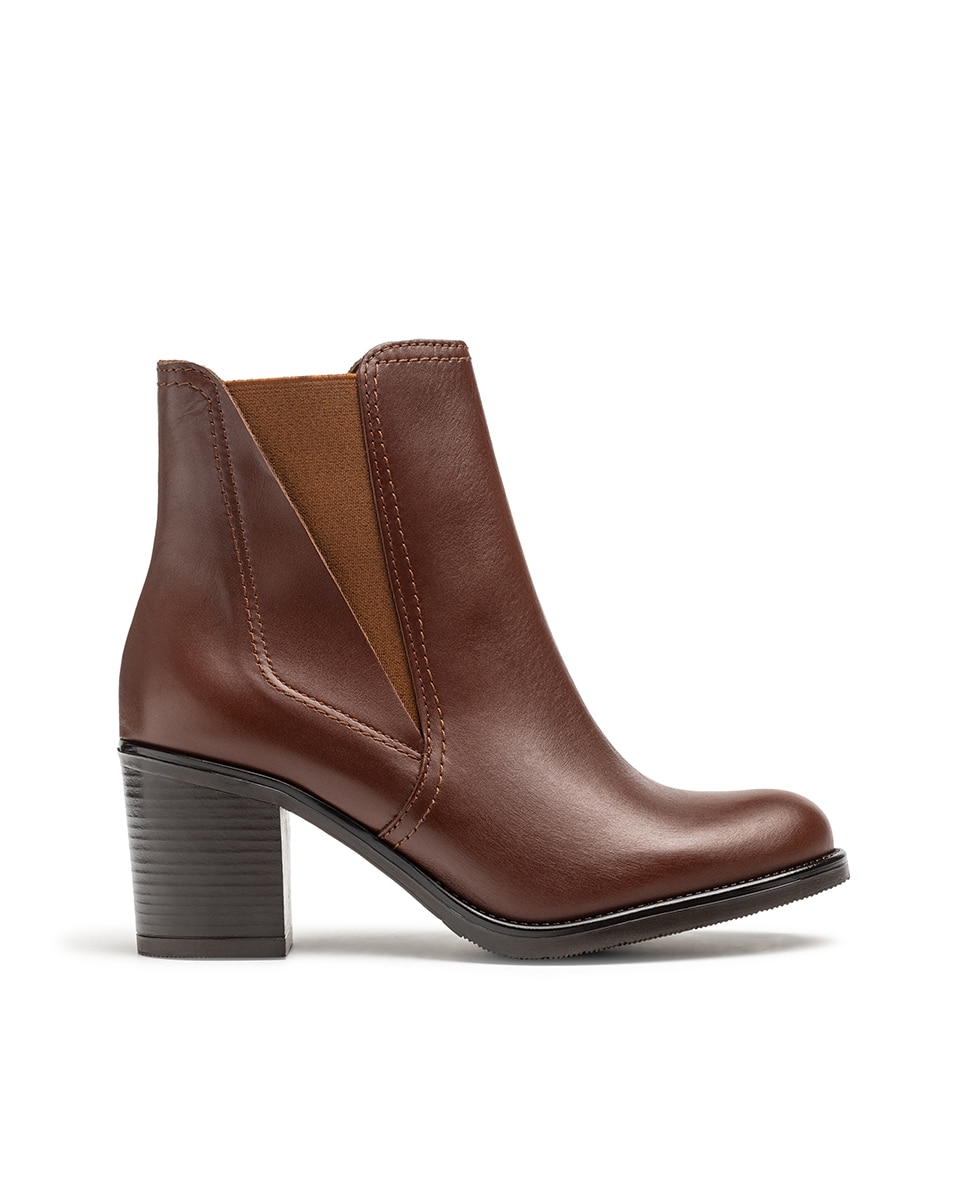 Botins de Salto em Pele Castanho-1