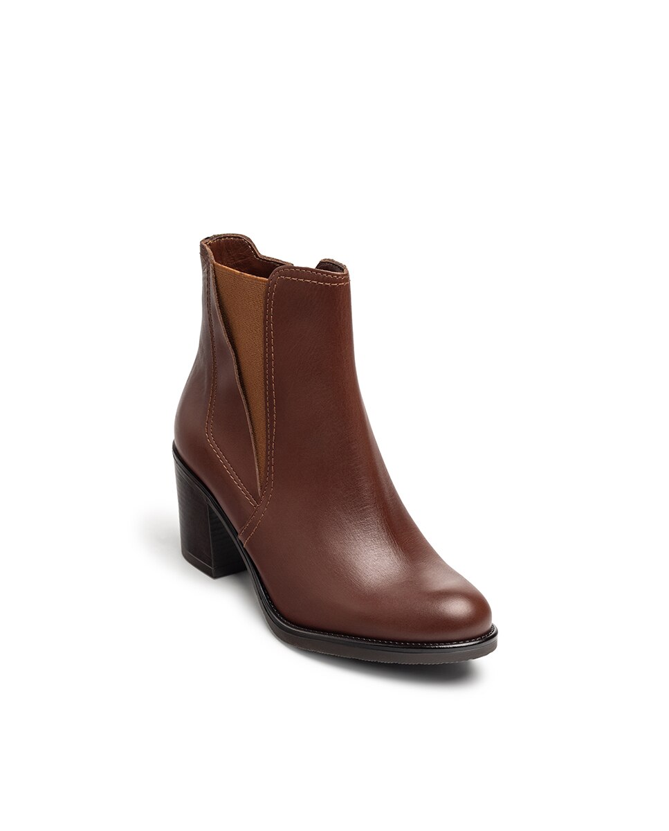 Botins de Salto em Pele Castanho-3