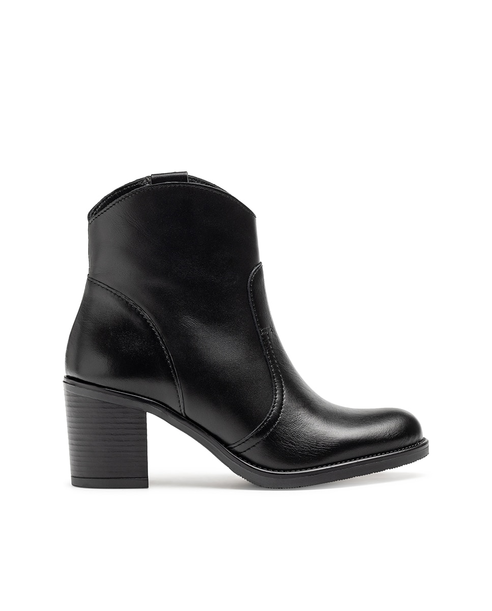 Botines de tacón de mujer de piel - Yokono - Negro Negro-1