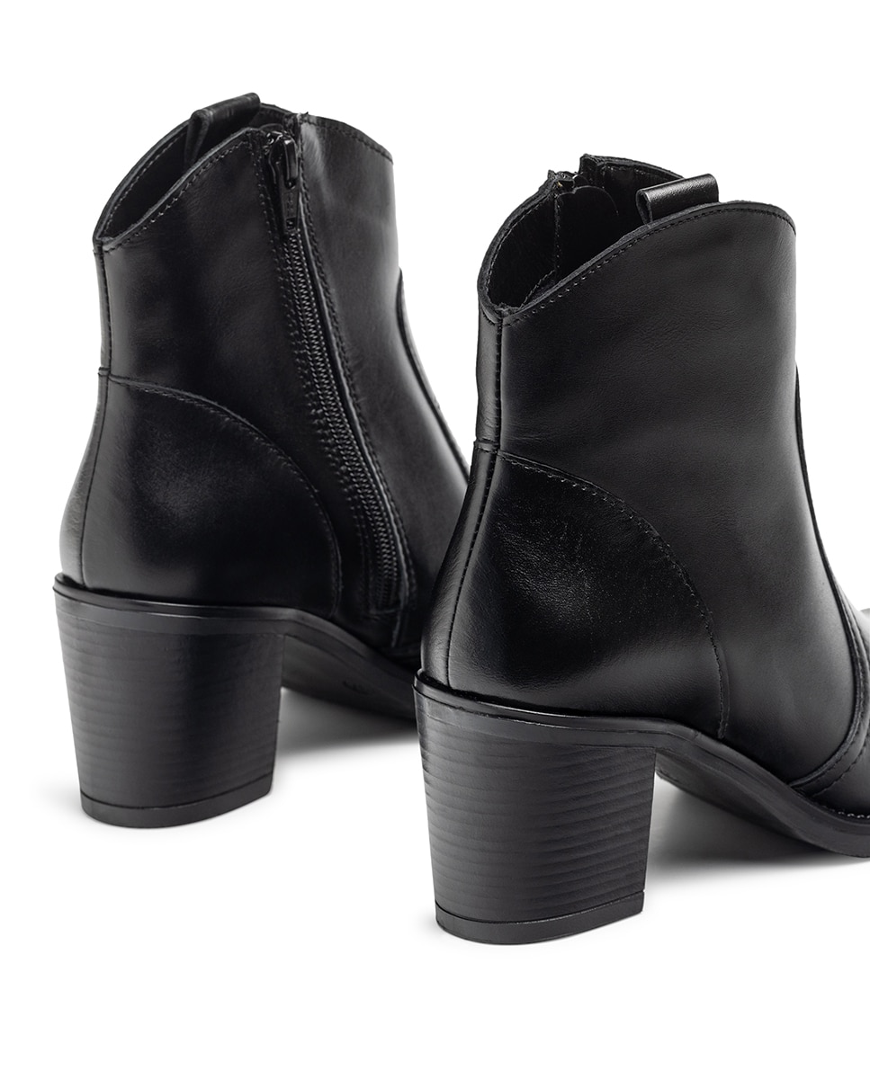 Botines de tacón de mujer de piel - Yokono - Negro Negro-2