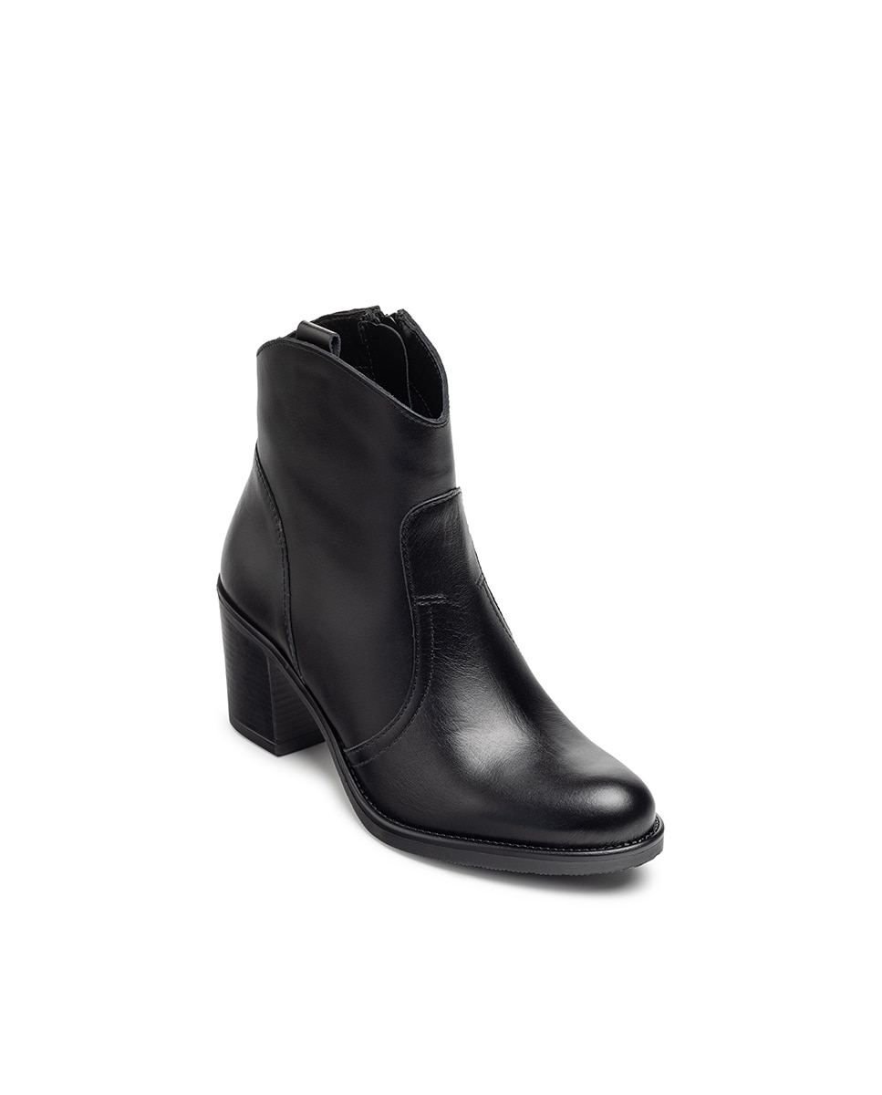Botines de tacón de mujer de piel - Yokono - Negro Negro-3