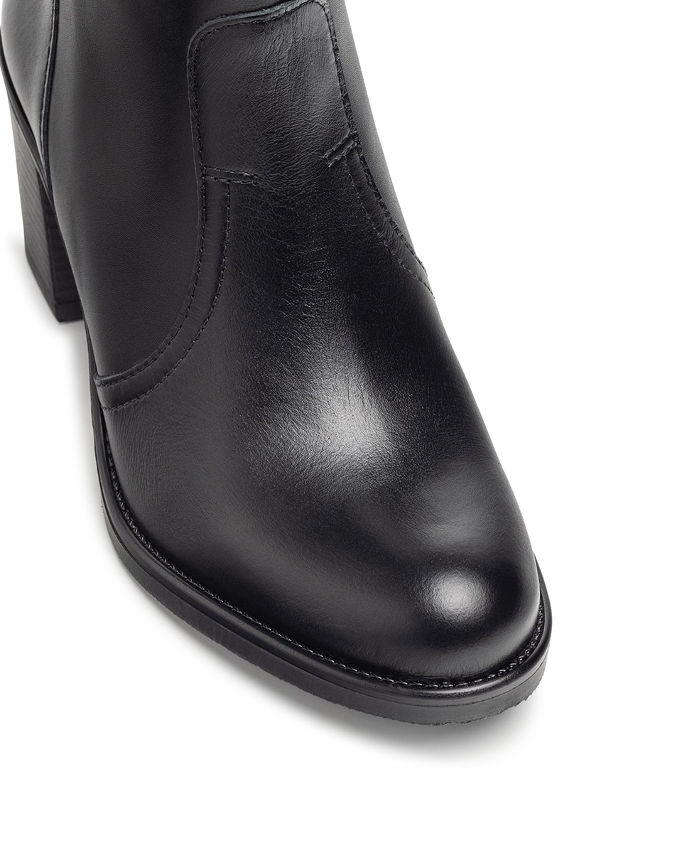 Botines de tacón de mujer de piel - Yokono - Negro Negro-4