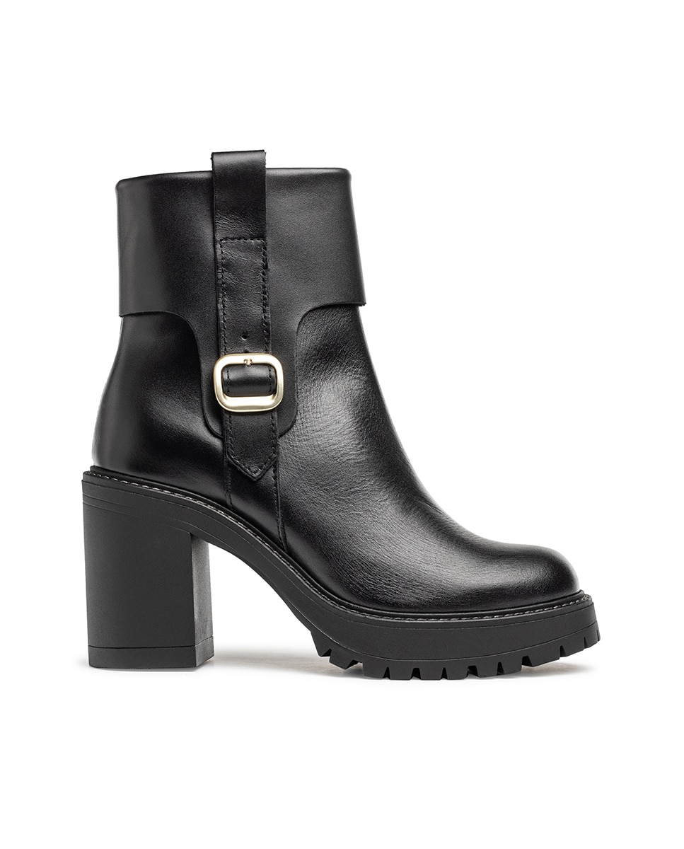 Botines de tacón de mujer de piel - Yokono - Negro Negro-1