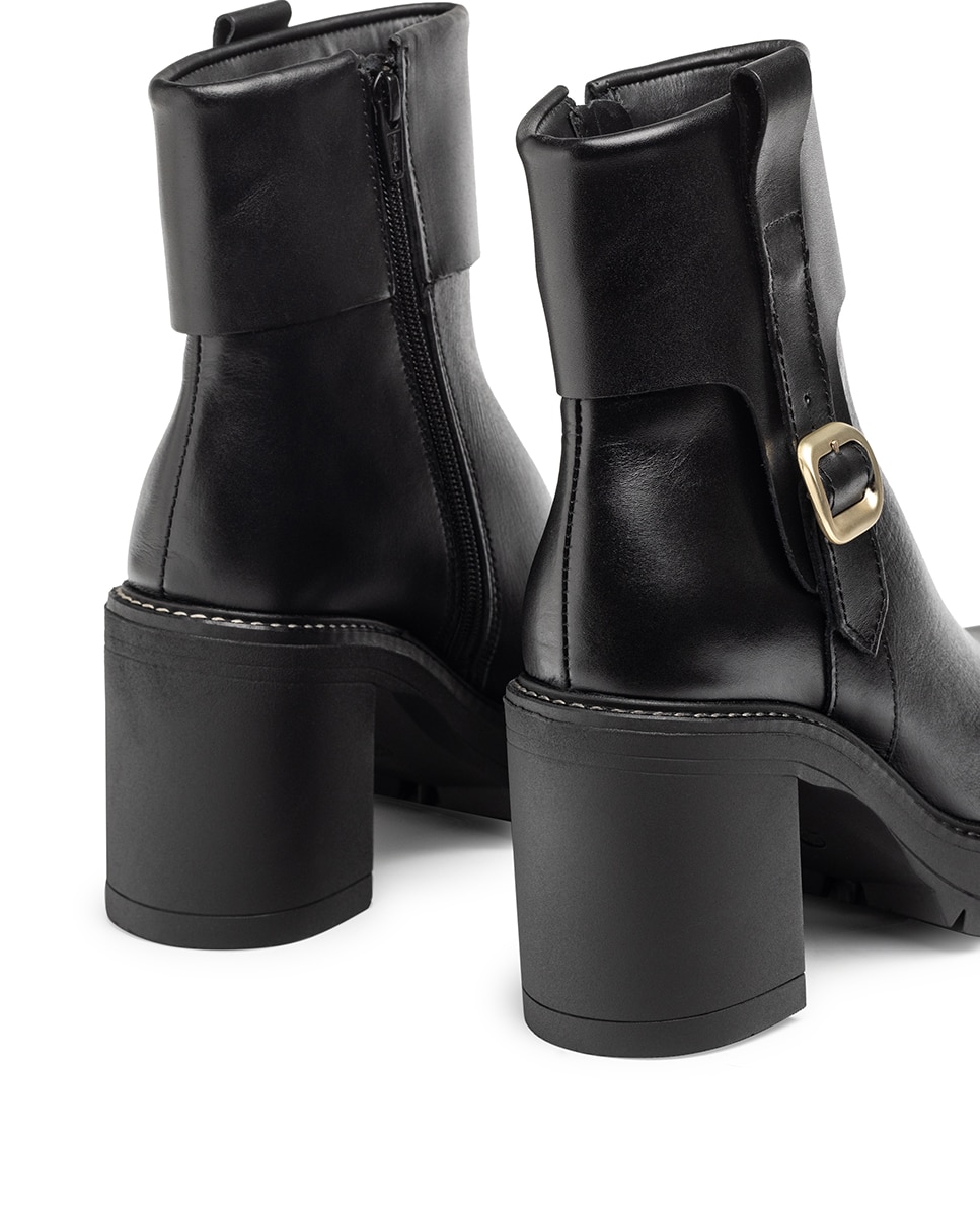 Botines de tacón de mujer de piel - Yokono - Negro Negro-2