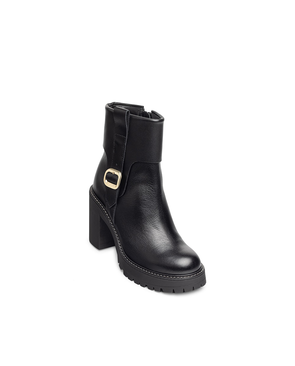 Botines de tacón de mujer de piel - Yokono - Negro Negro-3