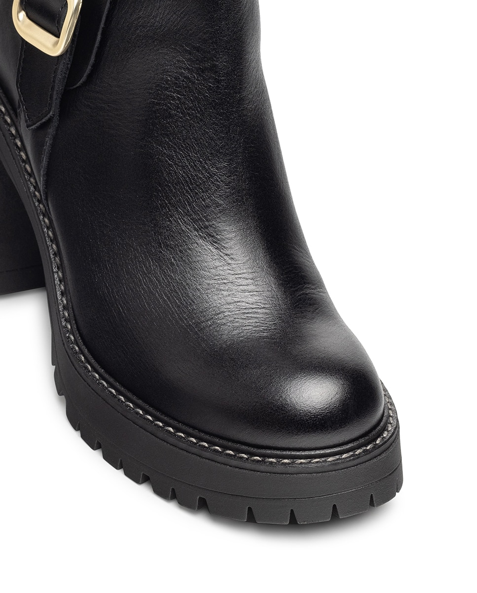 Botines de tacón de mujer de piel - Yokono - Negro Negro-4