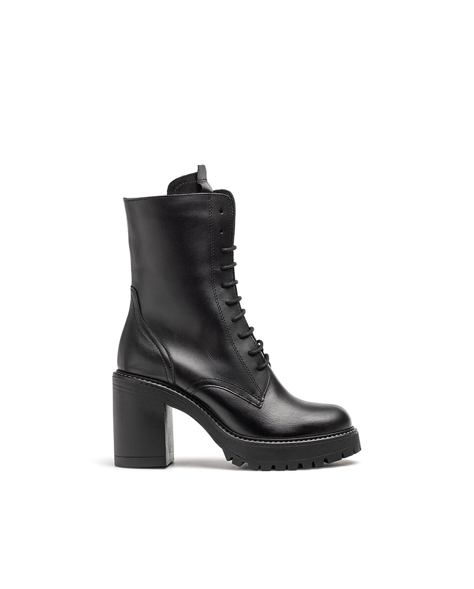 Botines de tacón de mujer de piel - Yokono - Negro Negro-1