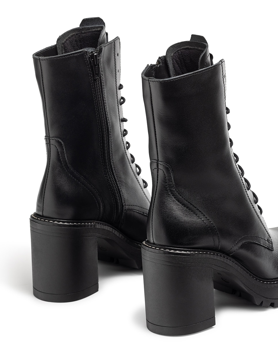 Botines de tacón de mujer de piel - Yokono - Negro Negro-2