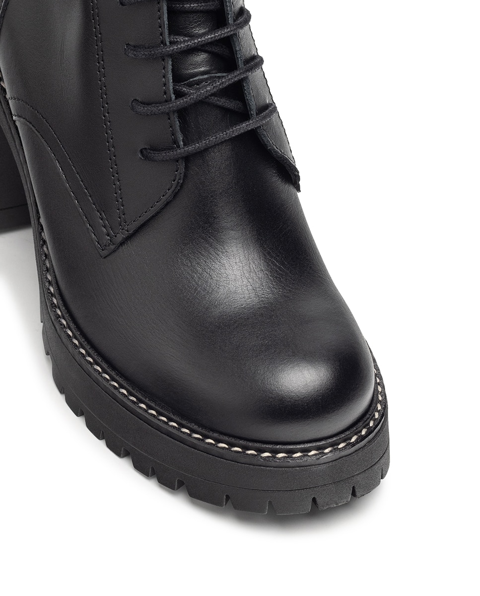 Botines de tacón de mujer de piel - Yokono - Negro Negro-4