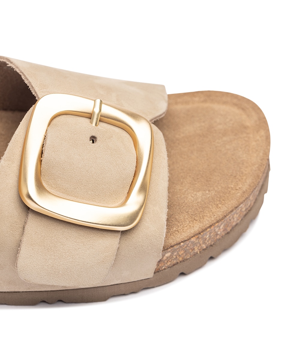Sandalias planas de mujer de piel - Yokono - Azul Beige/Marrón-2