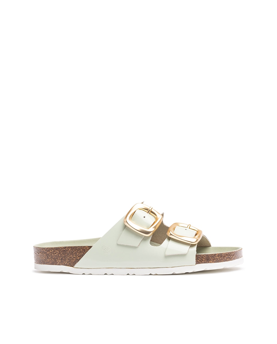 Sandalias planas de mujer de piel