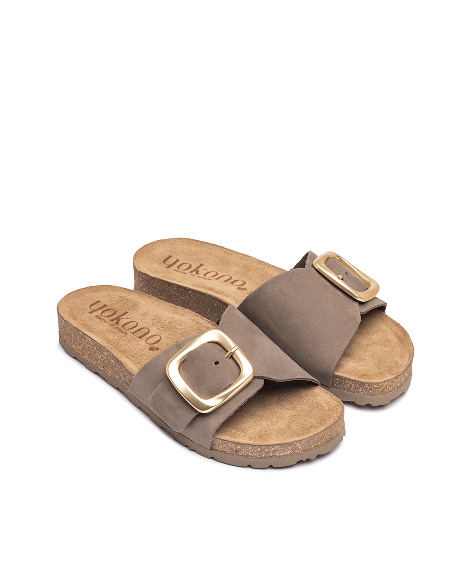 Sandalias planas de mujer de piel - Yokono - Marrón claro Marrón claro-2