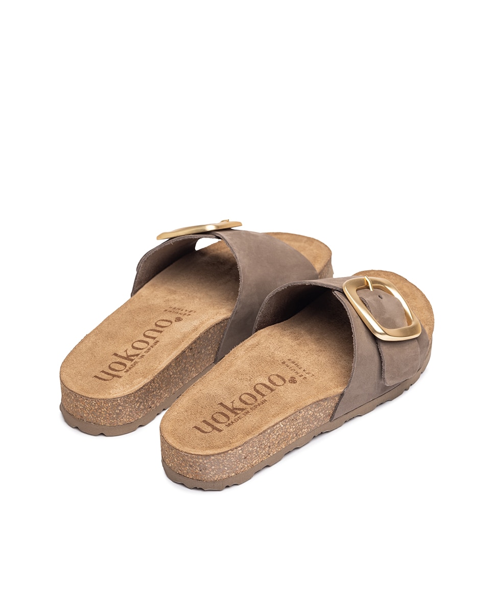 Sandalias planas de mujer de piel - Yokono - Marrón claro Marrón claro-4