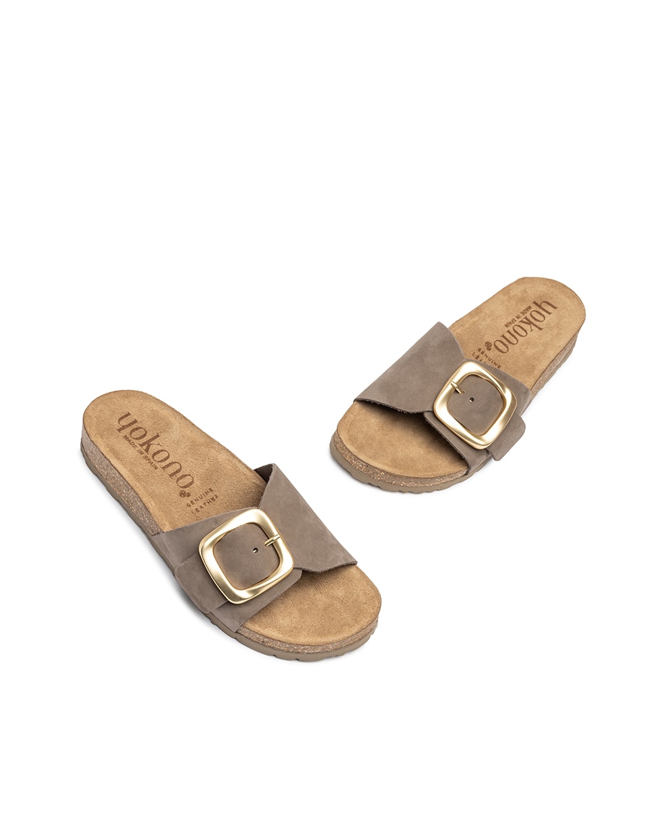 Sandalias planas de mujer de piel - Yokono - Marrón claro Marrón claro-5