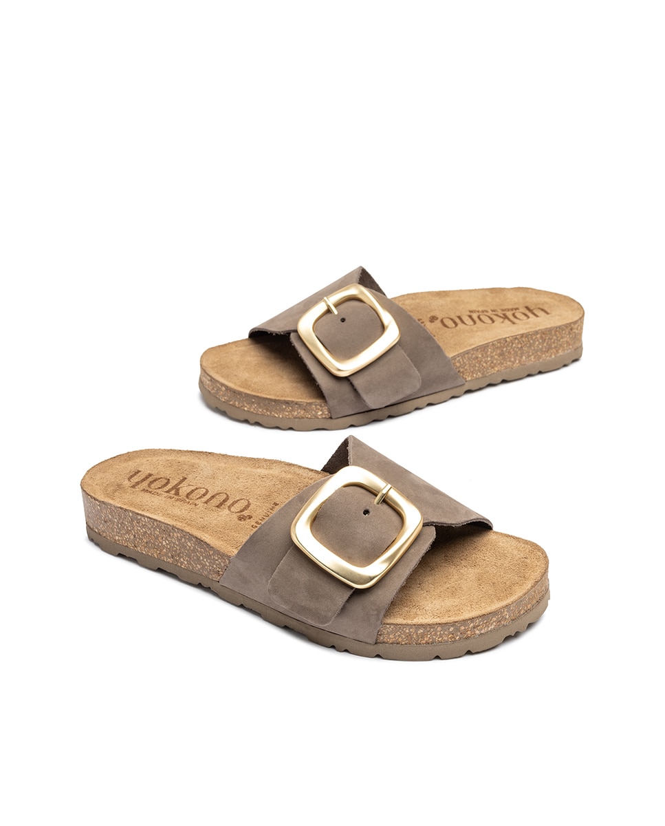 Sandalias planas de mujer de piel - Yokono - Marrón claro Marrón claro-6